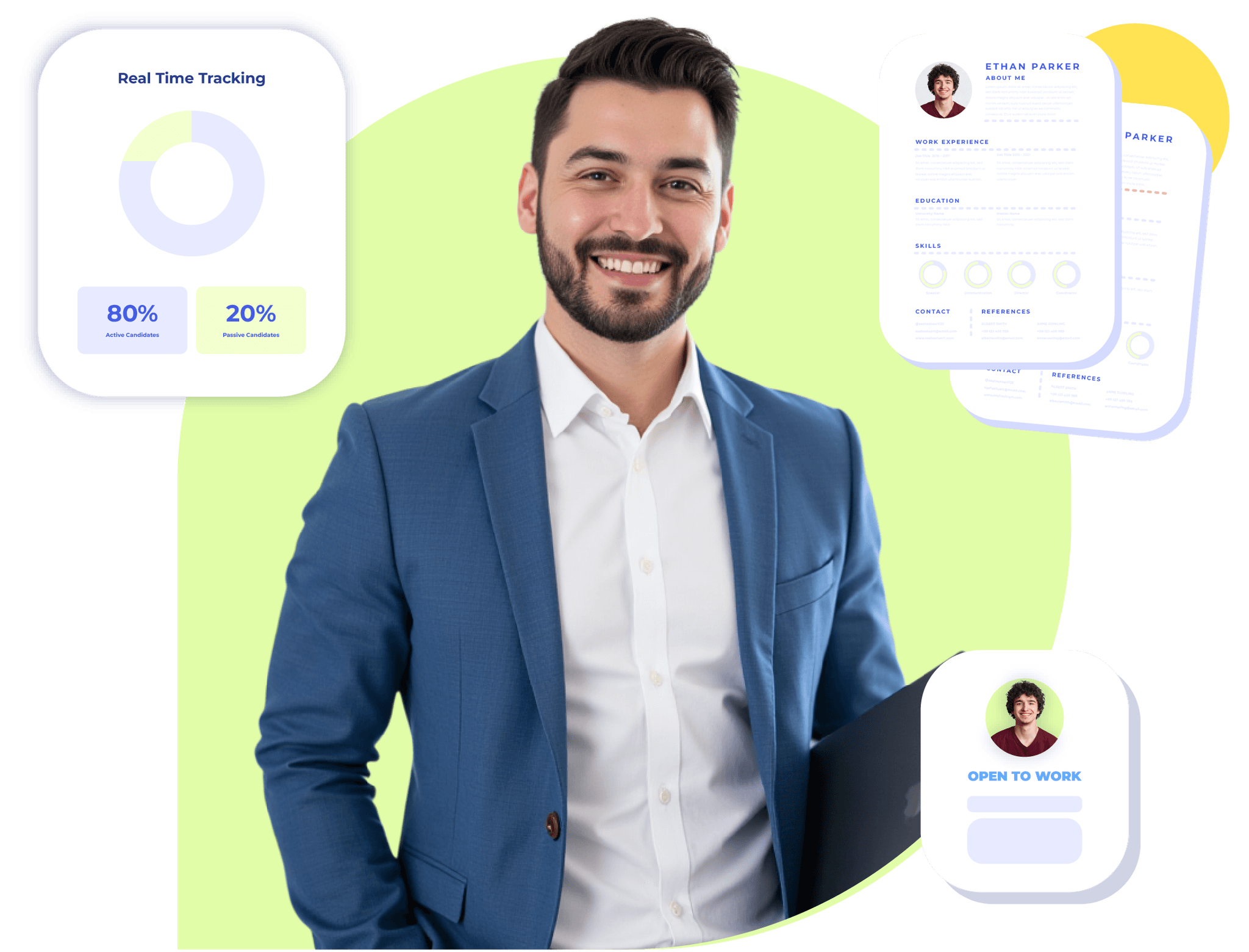 Man using Krofile’s real-time tracking to manage active and passive candidates.